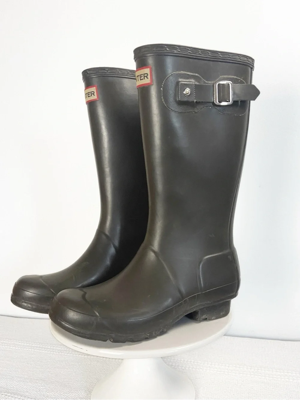 Hunter Matte Tall Rubber Rain Boots Brown Kids size 3 M/4 F